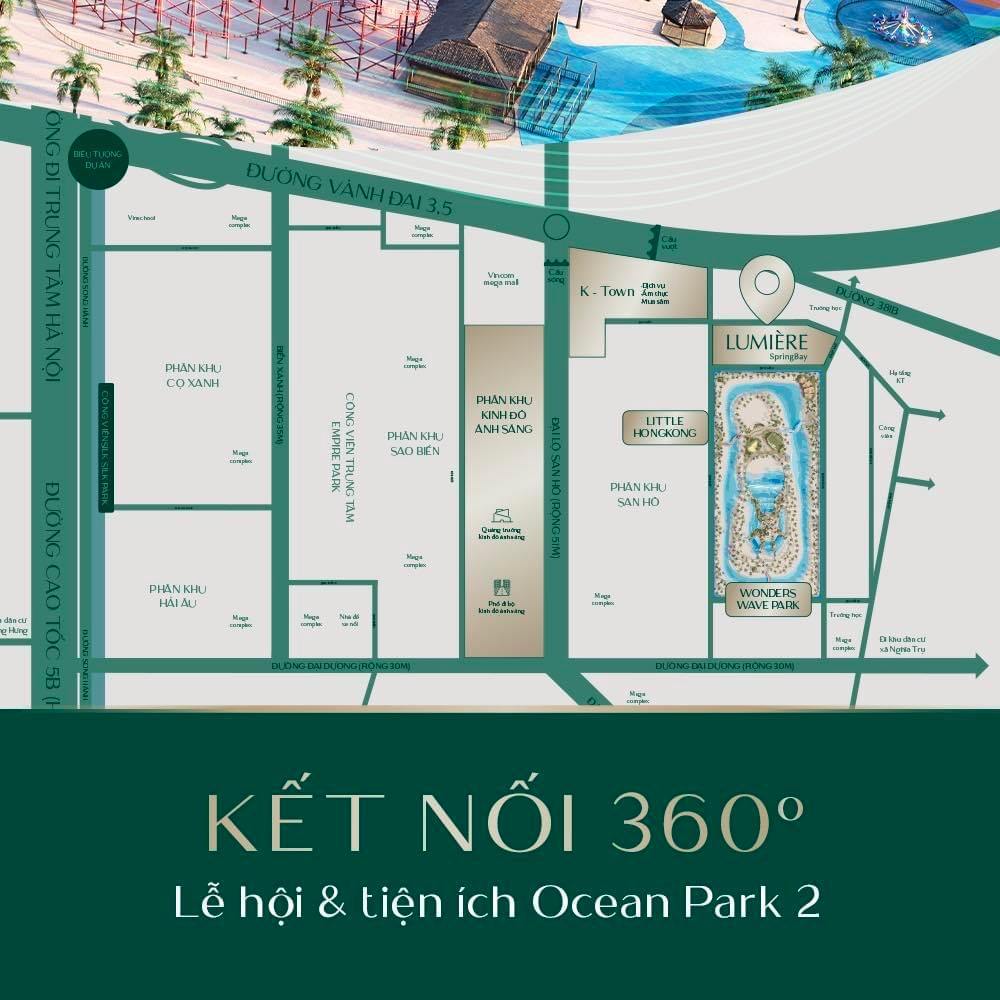 Vị trí Lumière Springbay thuộc trung tâm khu đô thị Ocean Park 2